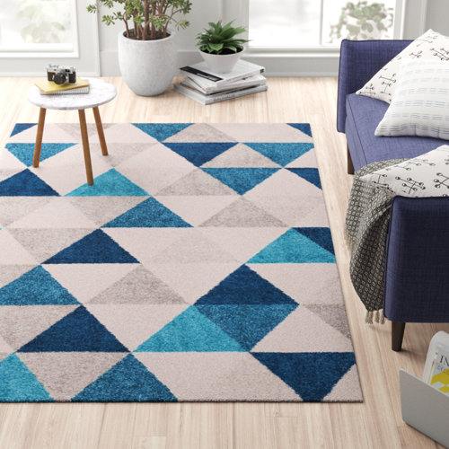 Wrought Studio Rubino Geometric Blue/Gray Area Rug & Reviews Wayfair